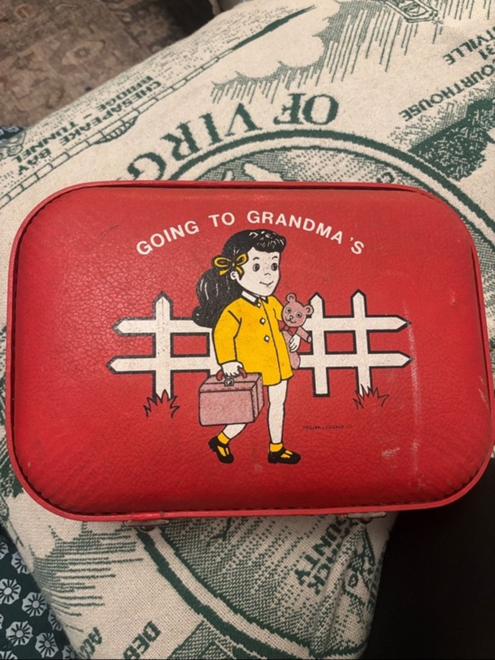 Vintage Trojan Luggage Company Red Vinyl Carry Case with Molded Handle